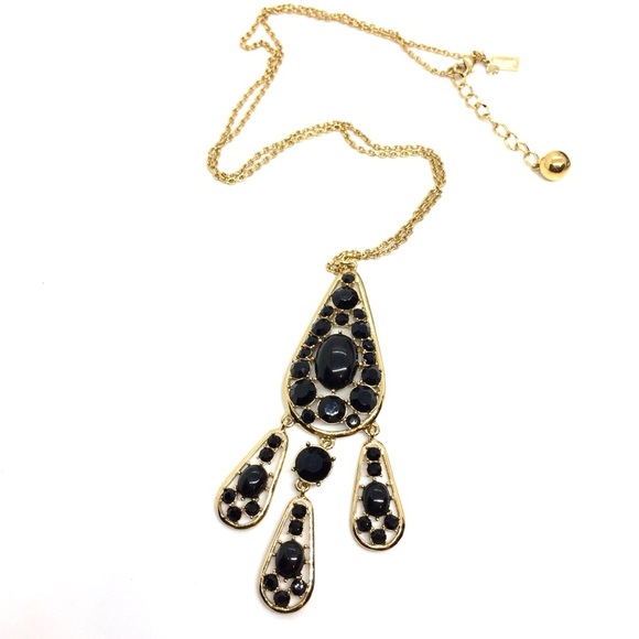KATE SPADE NEW YORK GOLD TONE BLACK TEARDROP PENDANT NECKLACE WITH POUCH - Picture 4 of 12